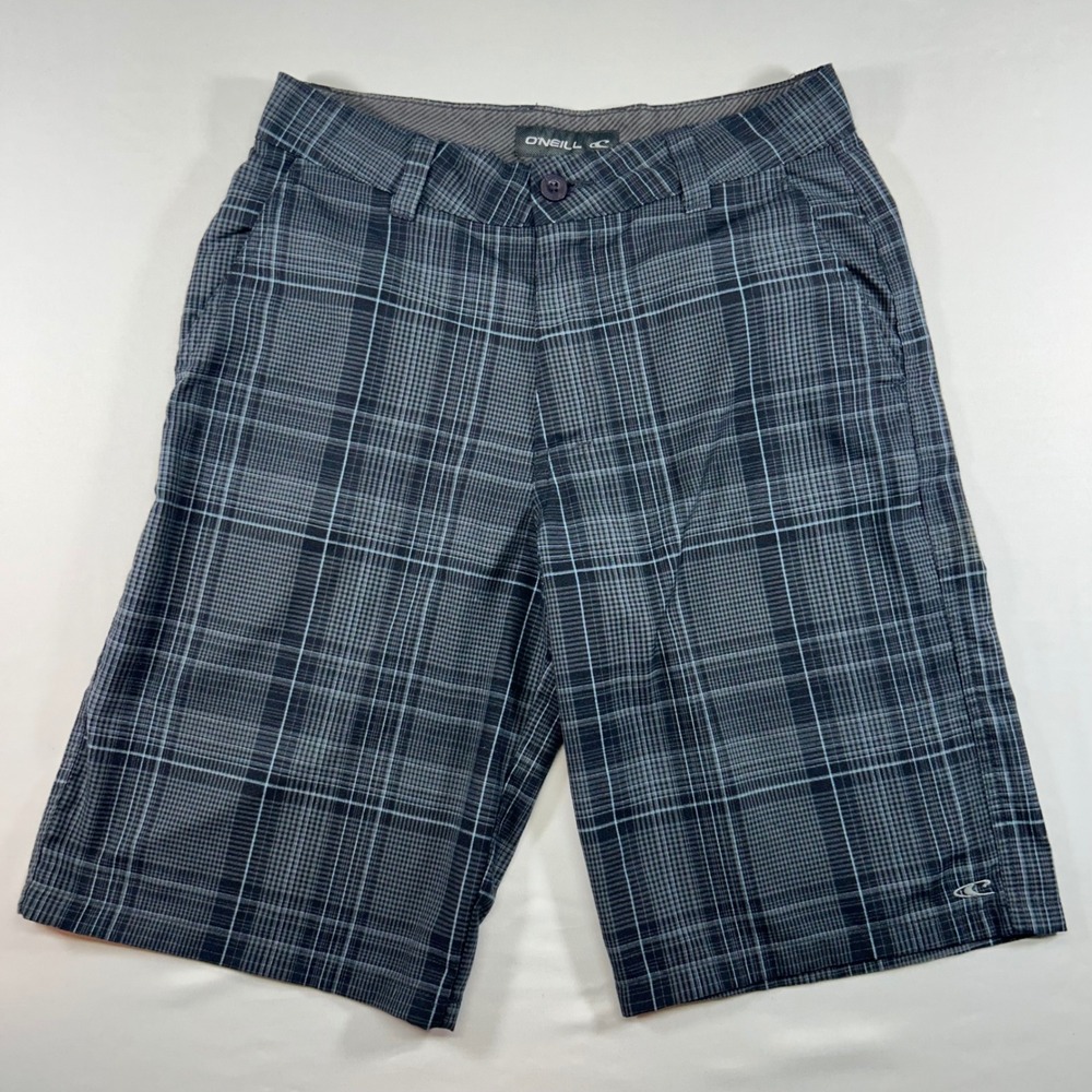 Oneill Mens Plaid Hybrid Shorts Grey Blue Size 30 Casual Surf Skate RN85773